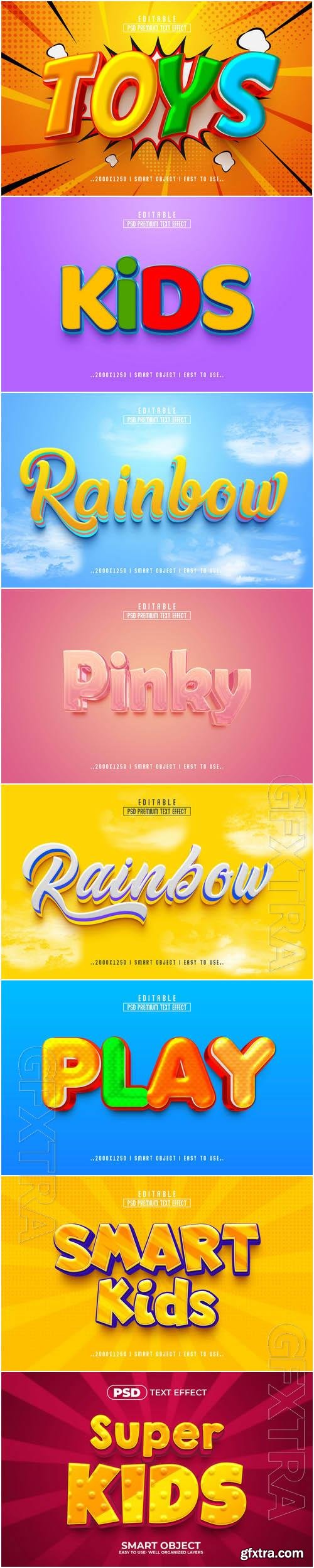 8 Psd style text effect editable set vol 55