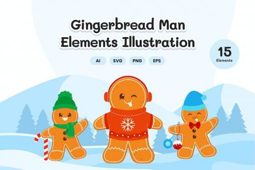 Gingerbread Man Christmas Celebration Illustration