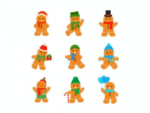 Gingerbread Man Christmas Celebration Illustration