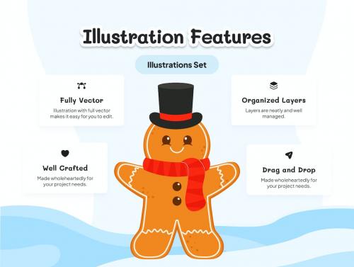 Gingerbread Man Christmas Celebration Illustration