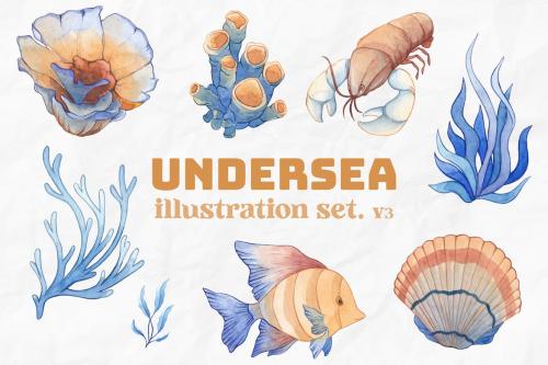 Undersea Watercolor Illustration V3