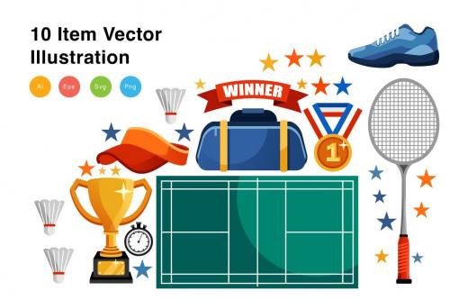 Badminton Elements Vector Illustration