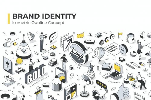 Brand Identity Isometric Illustration