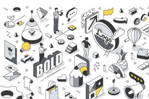 Brand Identity Isometric Illustration