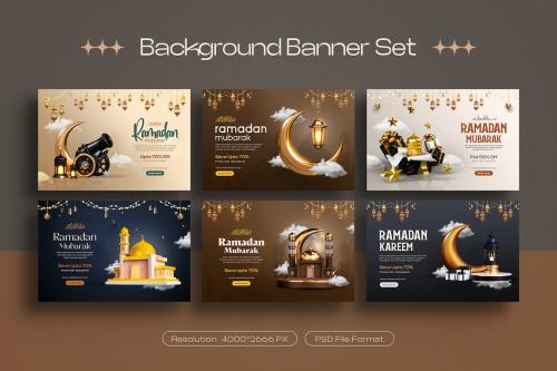 Ramadan Mubarak Sale Banner Design Template Set