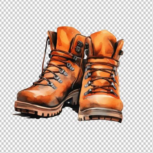 Hiking Watercolor Boots Isolated On Transparent Background Png