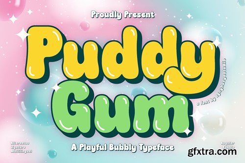 Puddy Gum - A Playful Bubbly Typeface P62TLKF