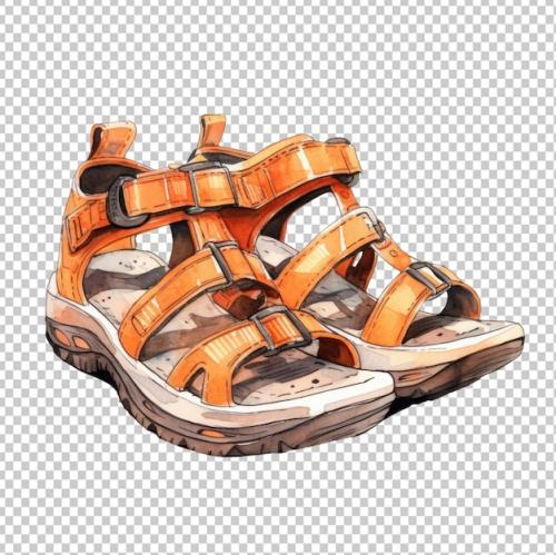 Hiking Sandals Watercolor Isolated On Transparent Background Png