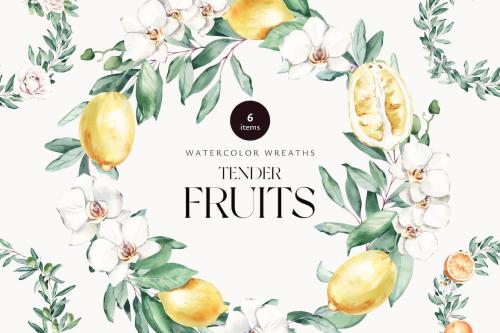 Tender Fruits Watercolor Wreaths