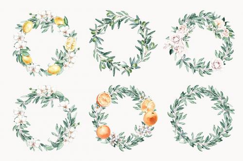 Tender Fruits Watercolor Wreaths