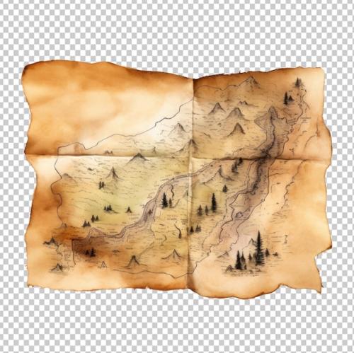 Hiking Watercolor Map Isolated On Transparent Background Png