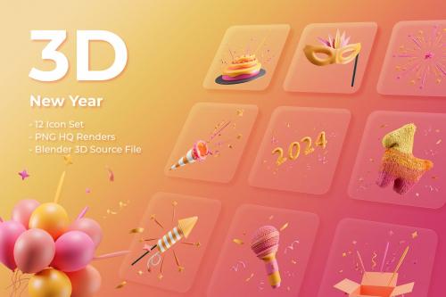 3D New Year Icon