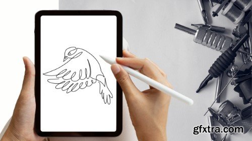 One-Line Art Tattoo Design: Design your own minimalist tattoo design in Procreate