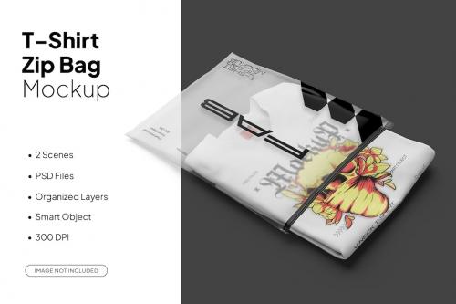 Ziplock Plastic Bag with T-Shirt Mockup