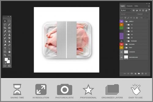 Plastic Tray Mockup - Chicken