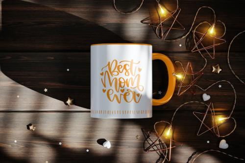 Ceramic Mug with Star String Lights Mockup