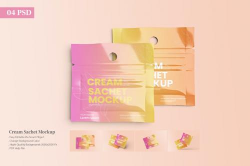 Cream Sachet Mockup