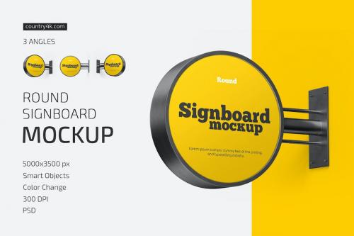 Round Signboard Mockup Set