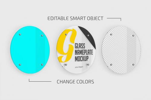 Round Glass Nameplate Mockup