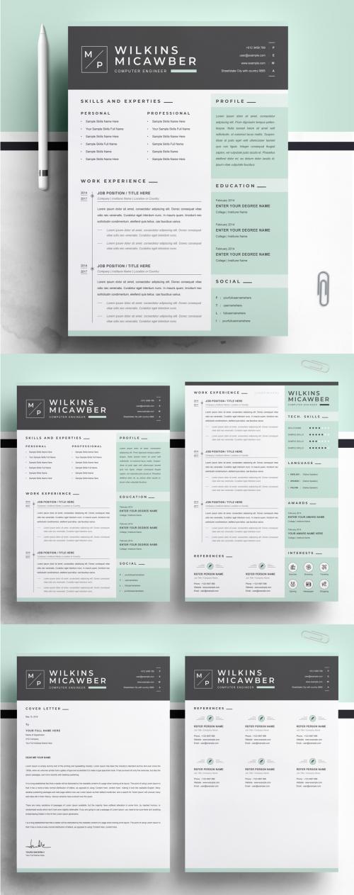 Clean Resume and Cover Letter Layout Set - 346970731