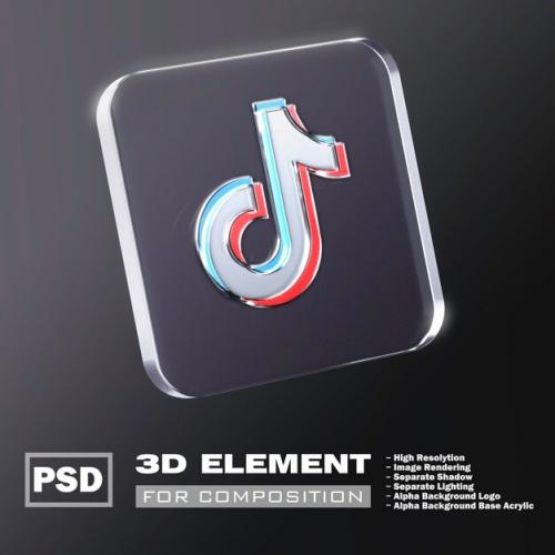 3d Logo Render Element Psd Tiktok