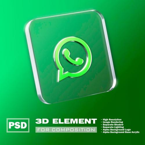 3d Logo Render Element Psd Whatsapp