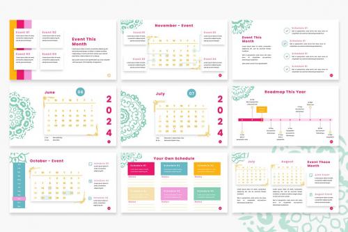 Mandala Calendar 2024 Powerpoint Template