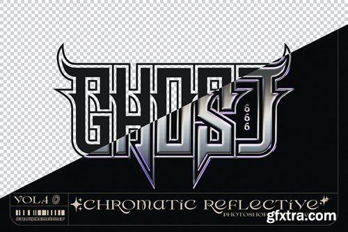 Y2K Chromatic Glossy Reflective Logo and Text FX 45CNBDP