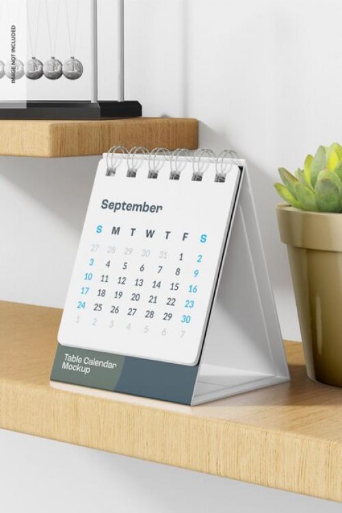 Small Table Calendar Mockup Right View