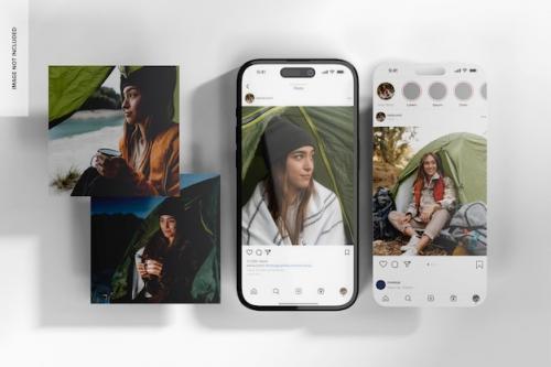 Instagram Screens Mockup Top View