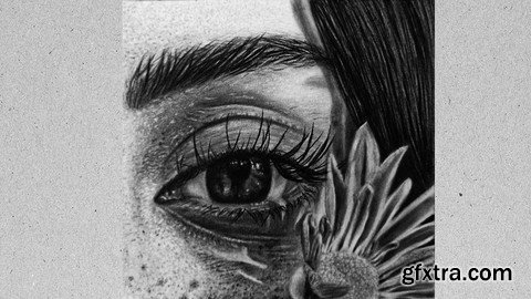 Realistic Facial And Flower Using Pencil And Charcoal