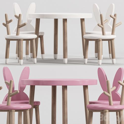 Wooden Table Chair Set for kids 2