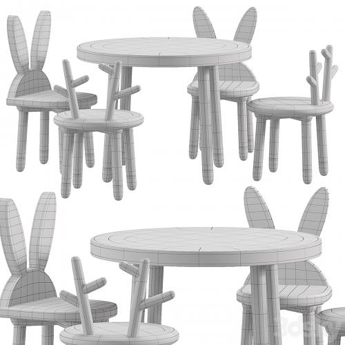 Wooden Table Chair Set for kids 2