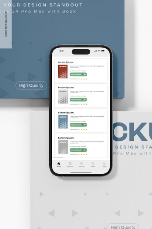 Iphone 14 And Horizontal Book Mockup Top View