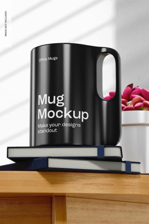 Mug On Workspace Mockup Low Angle View