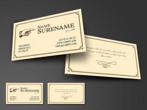 Retro Vintage Business Card Layout - 347866364