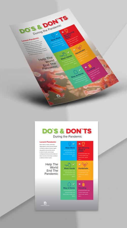 Colorful COVID-19 Do`s and Dont`s Informational Flyer Layout - 347870202