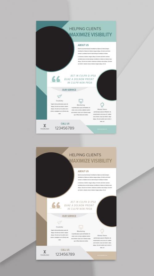 Flyer Layout with Circle and Geometric Elements - 347870230