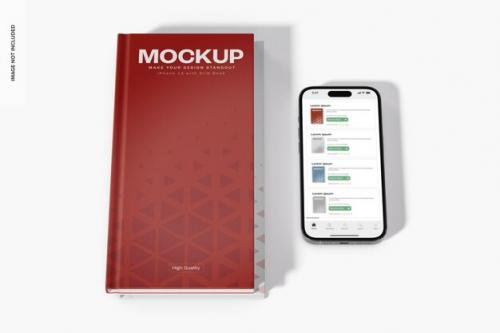 Iphone 14 With Slim Books Mockup