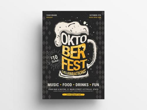 Modern Oktoberfest Flyer Layout with Frothy Beer Stein - 348292332