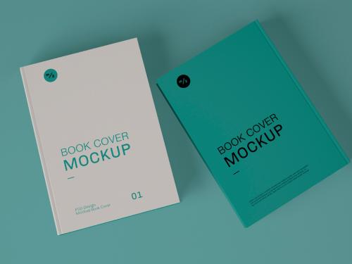 Top View of Two Book Covers Mockup - 348329756