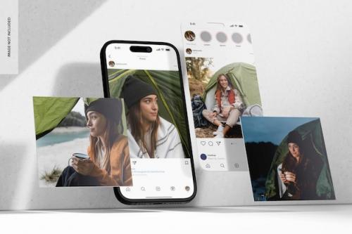 Instagram Screens Mockup Low Angle View