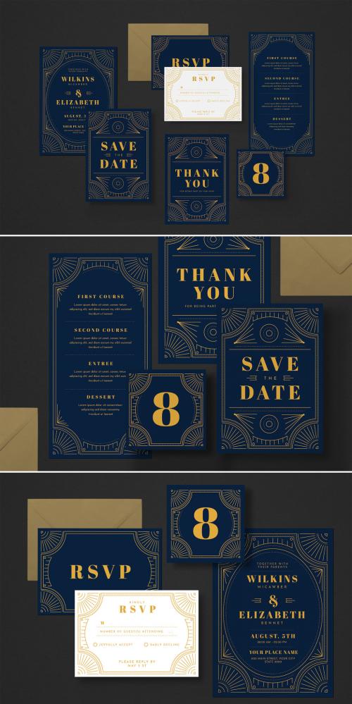 Art Deco Wedding Invitation Suite - 348358457