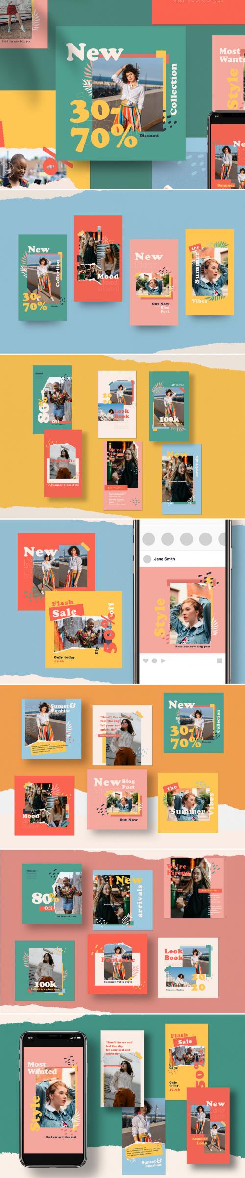 Retro Social Media Post Layout - 348358635