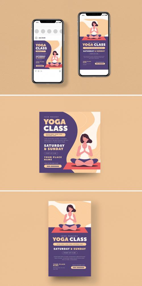 Yoga Class Flyer Social Media Post Layouts - 348358689