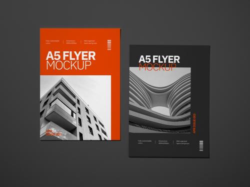 Realistic A5 Flyer Mockup - 348612724