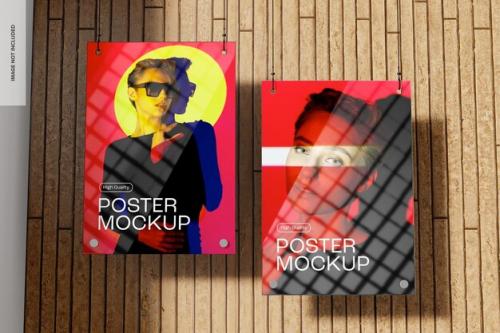 Promotional Hanging Posters Mockup