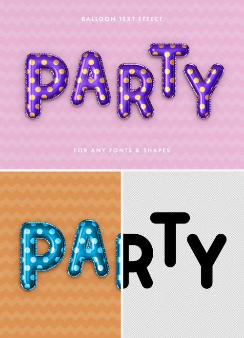 Party Foil Balloon Text Effect Mockup - 348644896