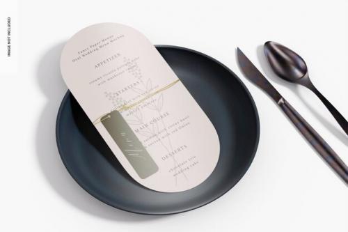 Oval Wedding Menu Mockup Perspective