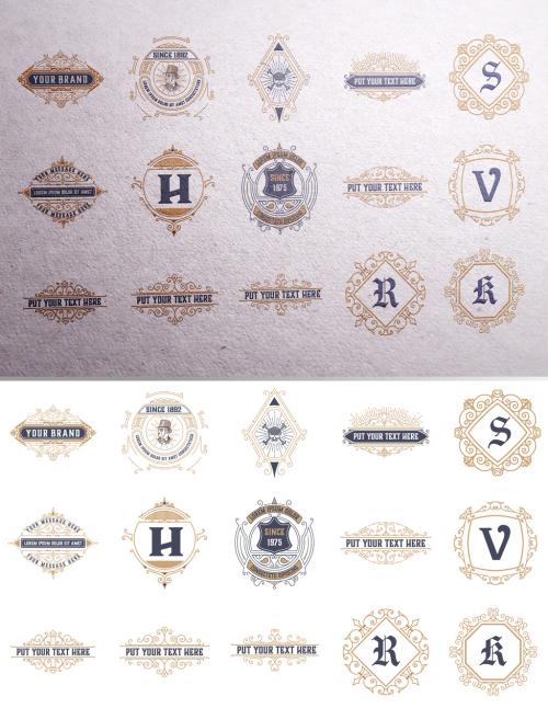 Set of 15 Ornamental Monograms and Logos - 348980898